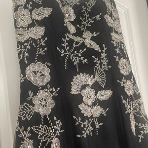 Cache Black Floral Embroidered Ballgown